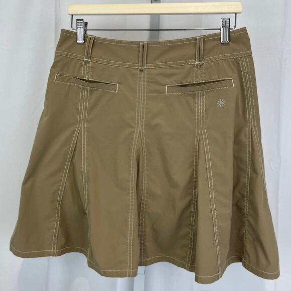 ATHLETA Whatever Skort Skirt w Shorts Zip Fly Flare Khaki Tan Size 6 Petite 6P - Picture 2 of 9